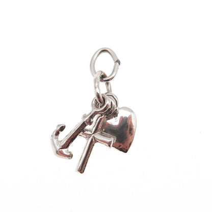 925 Sterling Silver Vintage Heart Cross Anchor Mini Charm Pendant