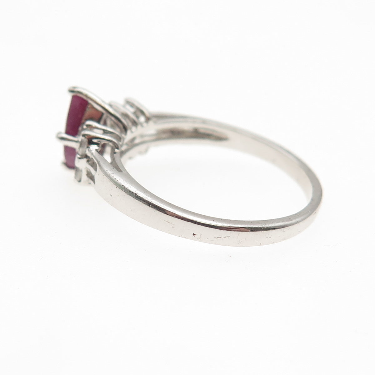 RJ GRAZIANO 925 Sterling Silver Vintage Real Ruby & C Z Ring Size 8