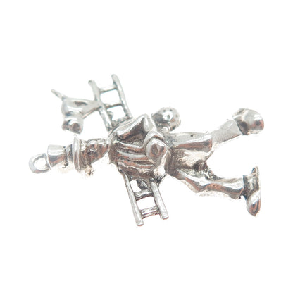 835 Silver Vintage Chimney Sweep 3D Pendant