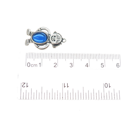 925 Sterling Silver Vintage EFS Mexico Glass Boy December Birthstone Pendant