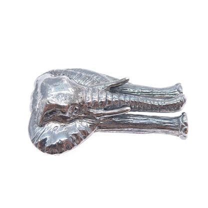 MORNING SUN 925 Sterling Silver Vintage Elephant Oxidized Pin Brooch
