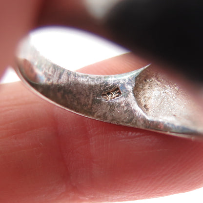 925 Sterling Silver Vintage Modernist Coffee Bean Oxidized Ring Size 6.25
