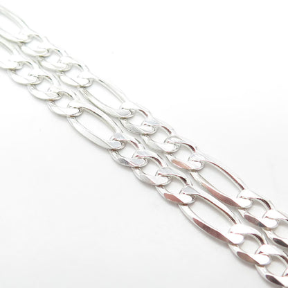 925 Sterling Silver Italy Figaro Chain Necklace 22"