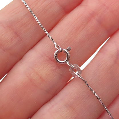 925 Sterling Silver Real Round-Cut Diamond Angel Box Chain Necklace 18"