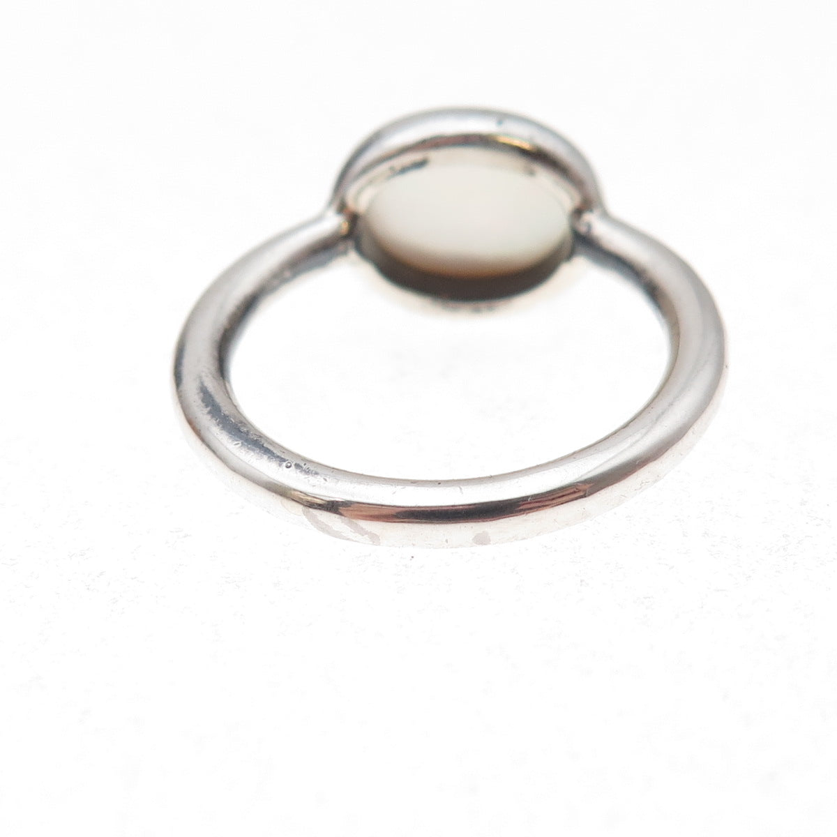 925 Sterling Silver Vintage Real Pearl Modernist Oxidized Ring Size 7.5