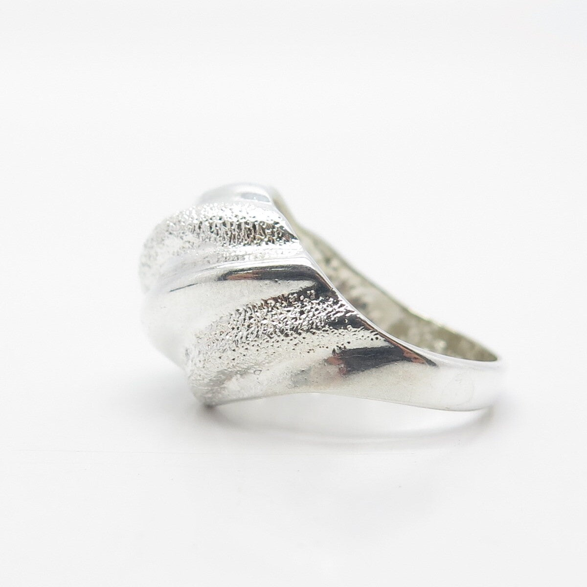 925 Sterling Silver Vintage Textured Ribbed Ring Size 8
