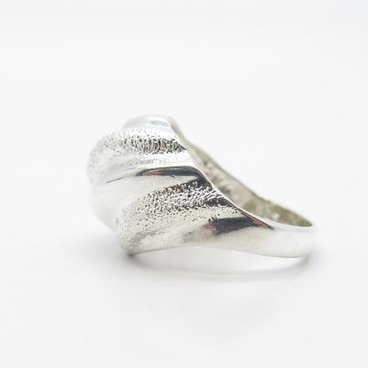 925 Sterling Silver Vintage Textured Ribbed Ring Size 8