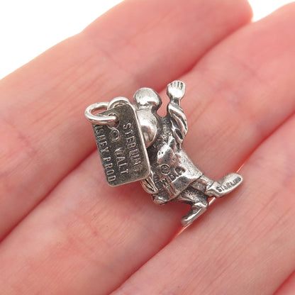 Walt Disney 925 Sterling Silver Vintage Mickey Mouse Oxidized 3D Charm Pendant