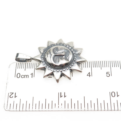 925 Sterling Silver Vintage Sun Face Oxidized Charm Pendant