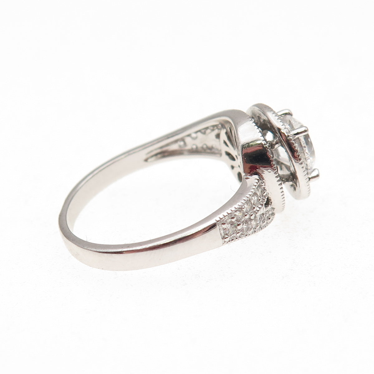 925 Sterling Silver Round-Cut C Z Engagement Ring Size 8