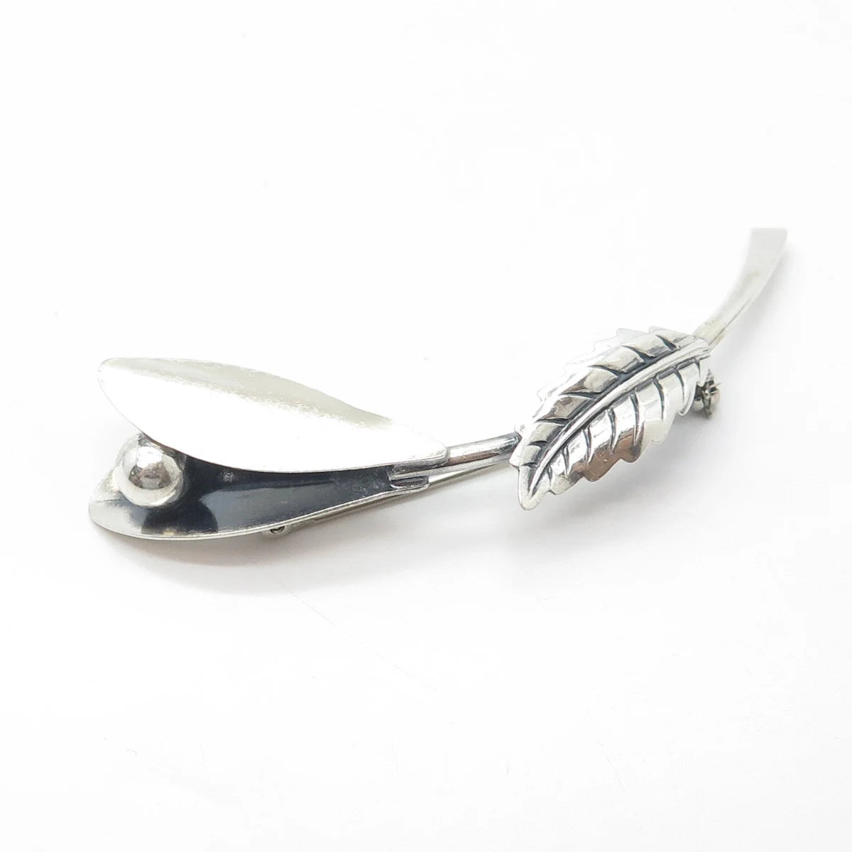 925 Sterling Silver Vintage Floral Leaf Pin Brooch