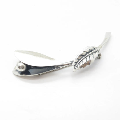 925 Sterling Silver Vintage Floral Leaf Pin Brooch