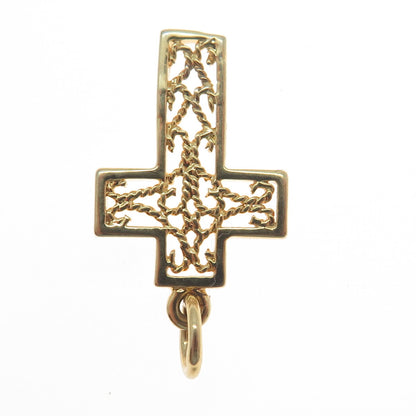 925 Sterling Silver Gold Plated Roped Cross Charm Pendant