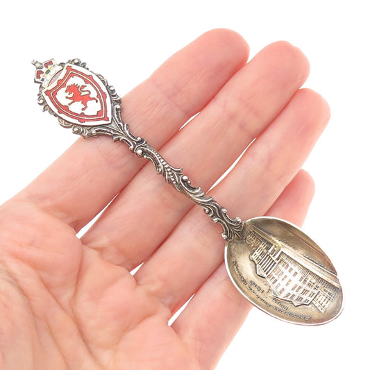 925 Sterling Antique 1901 Canada Enamel Provincial Building Halifax Coffee Spoon