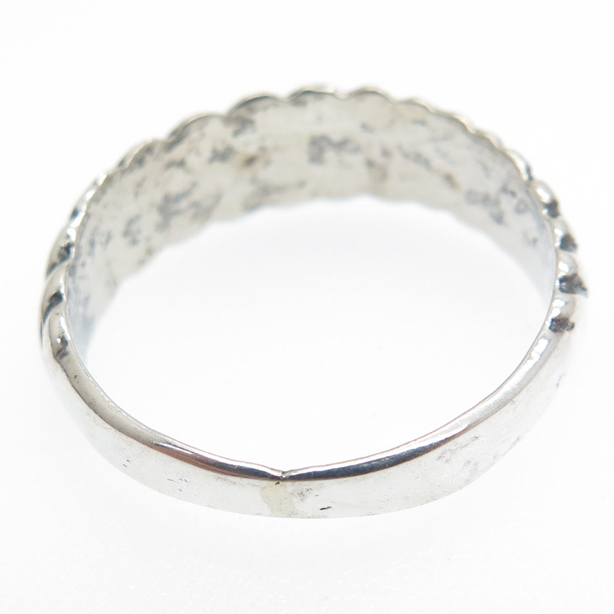 925 Sterling Silver Vintage Ribbed Oxidized Ring Size 9.25