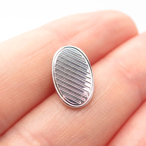 925 Sterling Silver Vintage Striped Oval Lapel Pin