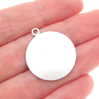 WELLS 925 Sterling Silver Vintage Graduation Girl Tag Charm Pendant