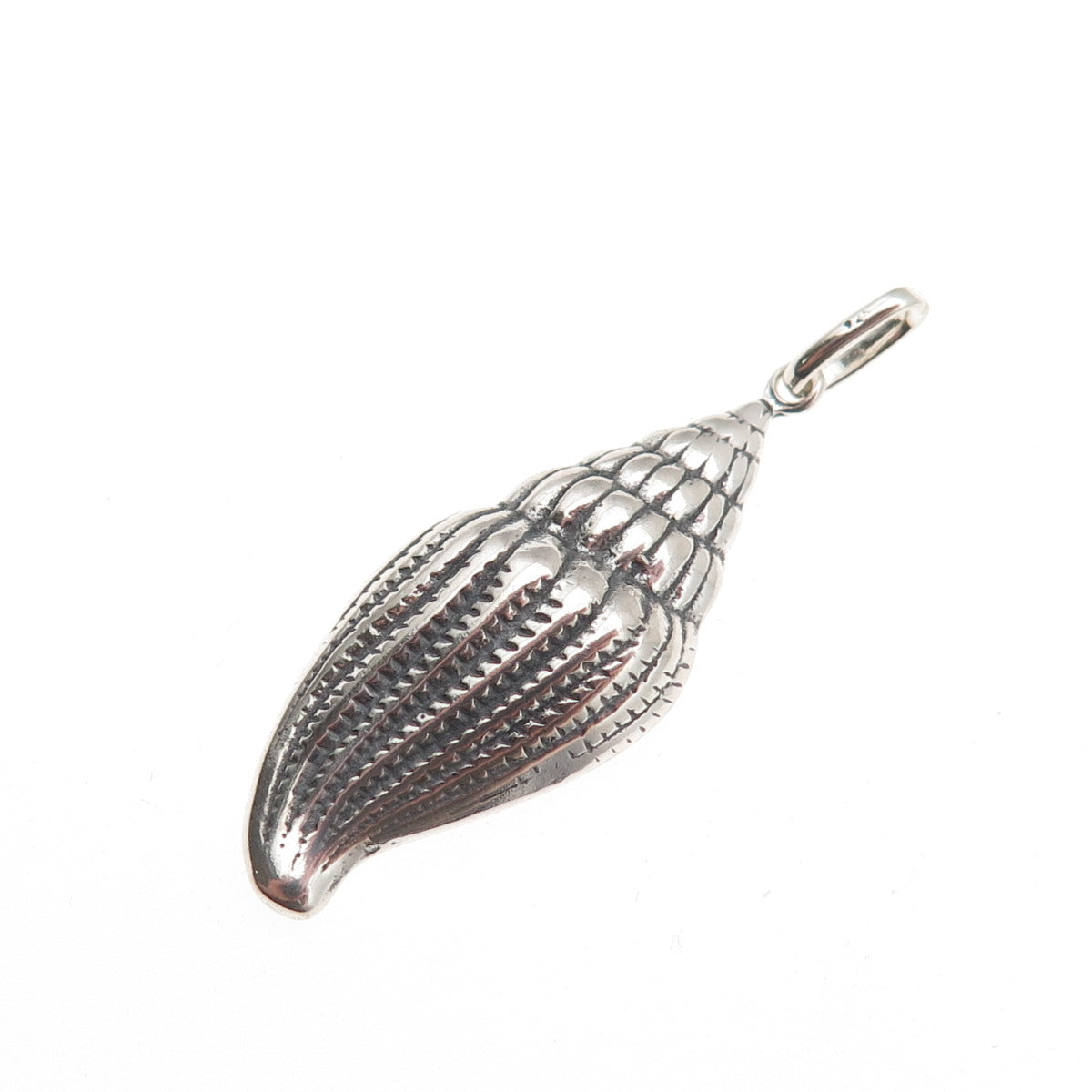 925 Sterling Silver Vintage Seashell Oxidized Charm Pendant