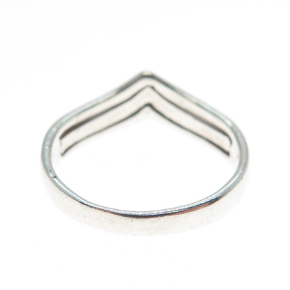 925 Sterling Silver Vintage Chevron 3-Row Ring Size 5.75