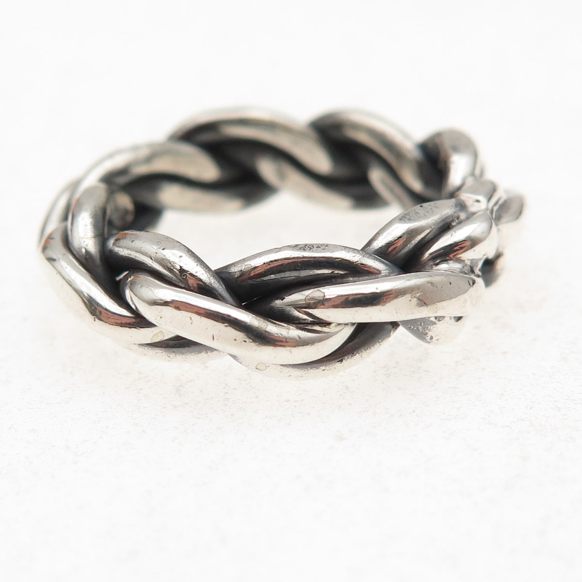 925 Sterling Silver Vintage Braided Oxidized Band Ring Size 7