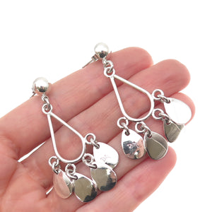 925 Sterling Silver Vintage Mexico Modernist Teardrop Dangle Earrings