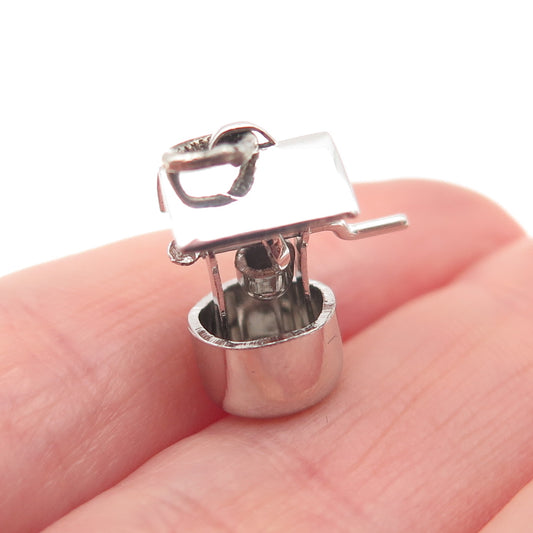 925 Sterling Silver Antique Art Deco Water Well 3D Mini Charm Pendant