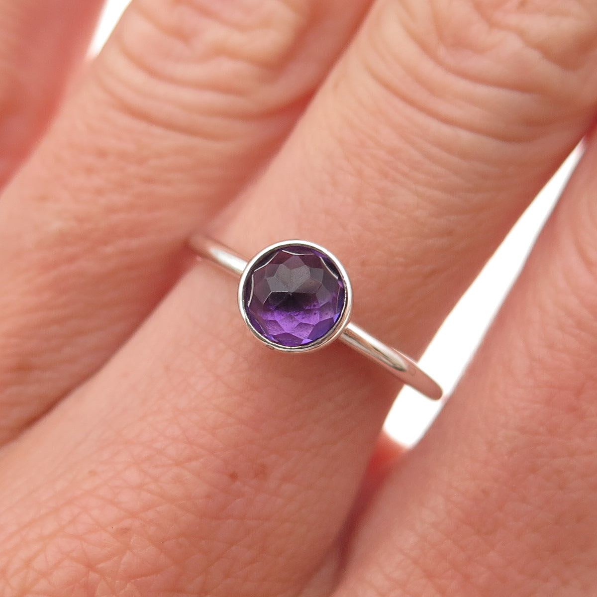 Pandora 925 Sterling Silver Real Amethyst February Birthday Blooms Ring Size 7