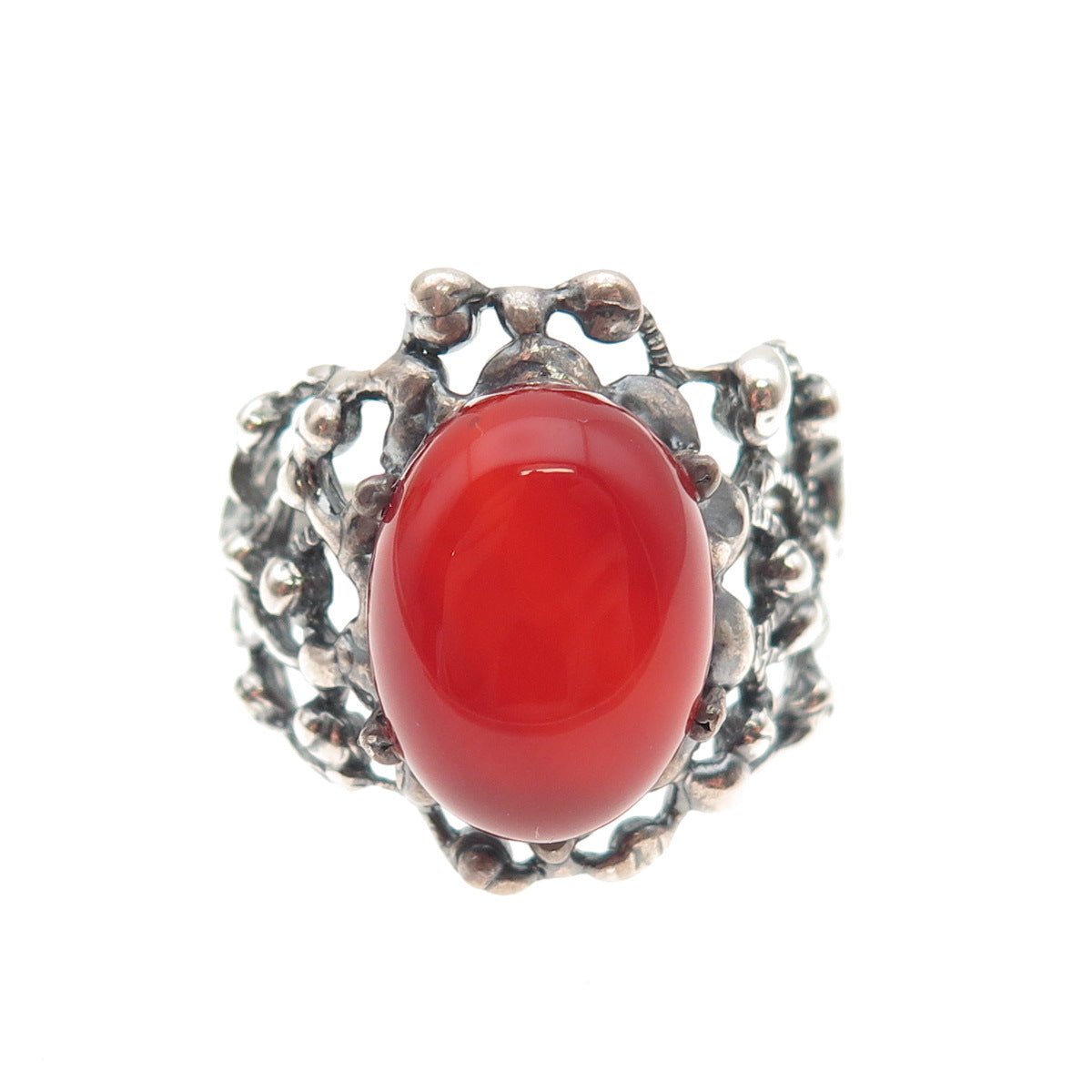 Yigal Avinoam Sterling Vintage Israel Real Carnelian Modernist Ring Size 9.75