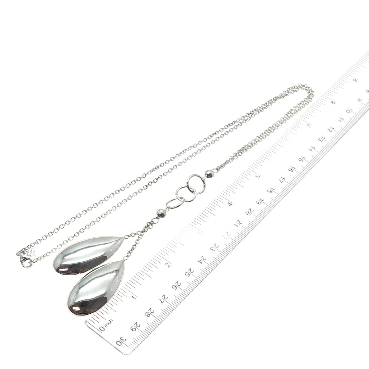 ELLE 925 Sterling Silver Vintage Real Ruby Modernist Cable Chain Necklace 24"