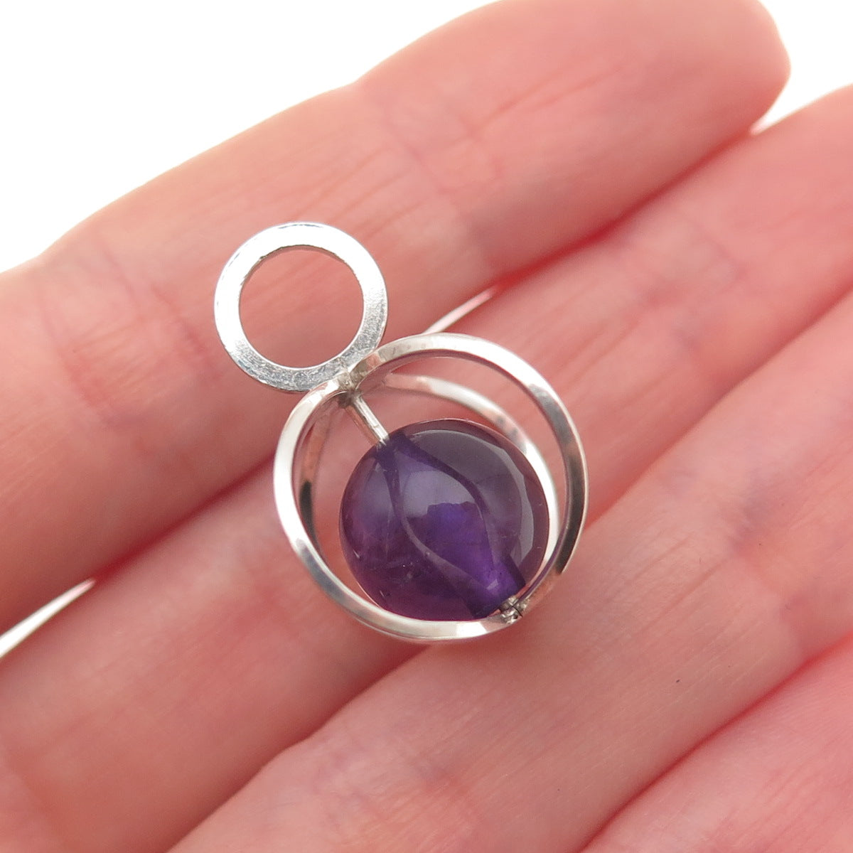 KUPITTAAN KULTA 925S Sterling Silver Vintage Finland Amethyst Modernist Pendant