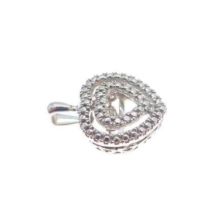 925 Sterling Silver Round-Cut C Z Double Heart Minimalist Charm Pendant