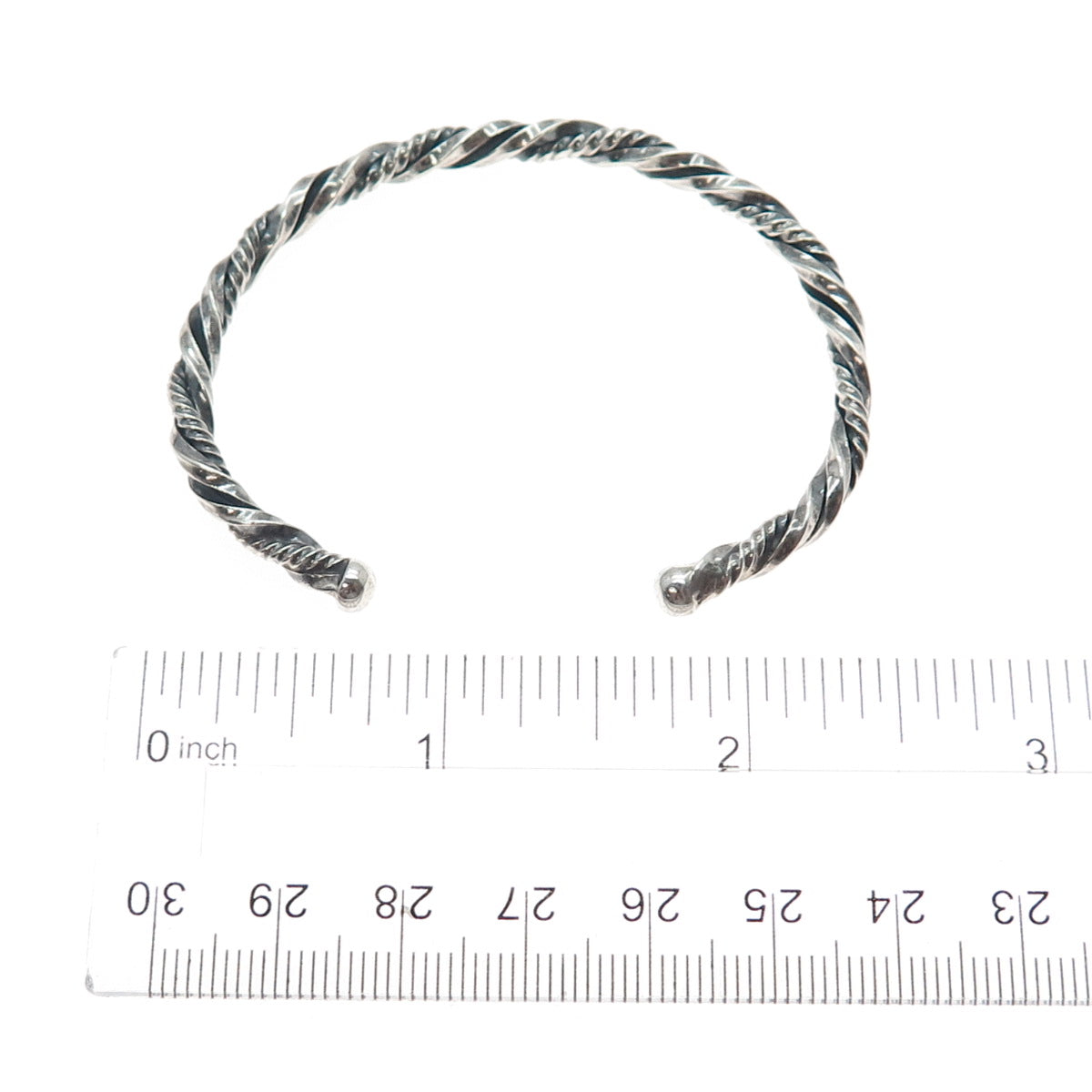 925 Sterling Silver Vintage Twisted Adjustable Cuff Oxidized Bracelet 6"