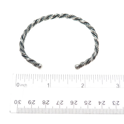 925 Sterling Silver Vintage Twisted Adjustable Cuff Oxidized Bracelet 6"