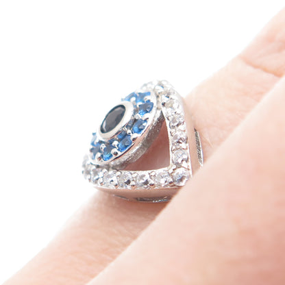 925 Sterling Silver Round-Cut Multi-Color C Z Evil's Eye Ring Size 7