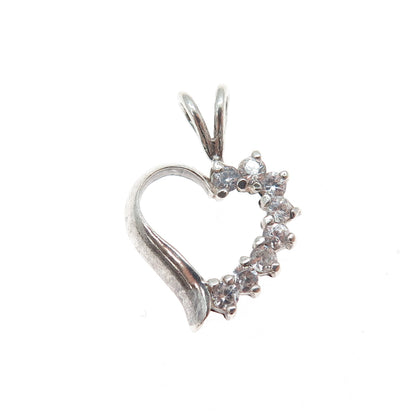 925 Sterling Silver Round-Cut C Z Heart Minimalist Charm Pendant