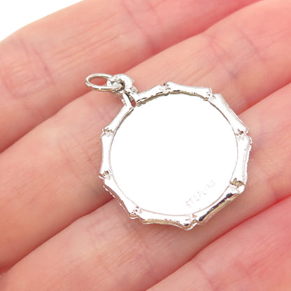 925 Sterling Silver Vintage Rhinestone Merry Christmas Nativity Charm Pendant