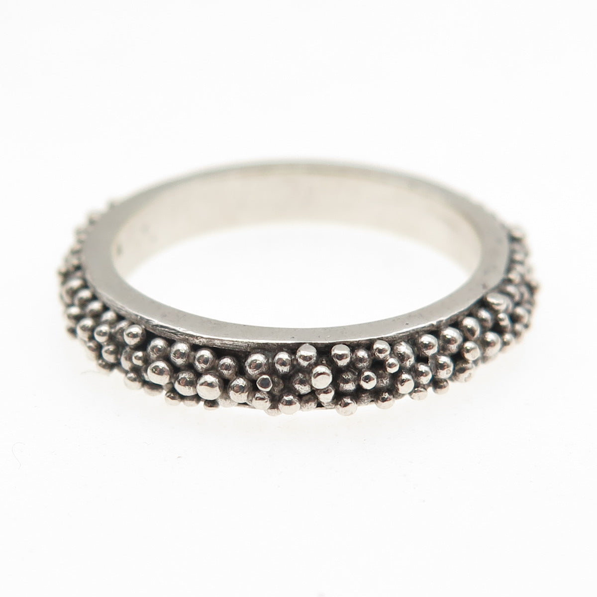 925 Sterling Silver Vintage Granulated Oxidized Band Ring Size 7