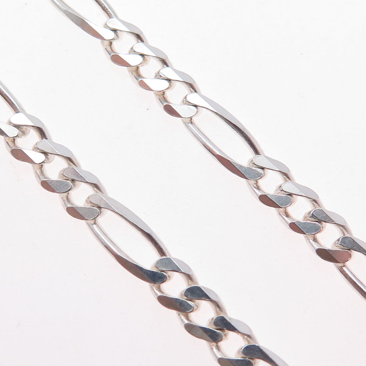 PAGODA 925 Sterling Silver Vintage Italy Figaro Chain Necklace 22"