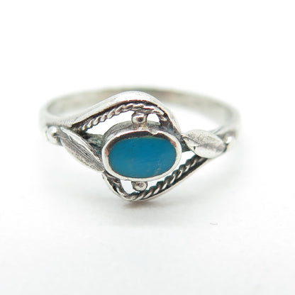 925 Sterling Silver Vintage Real Bisbee Turquoise Oxidized Ring Size 5