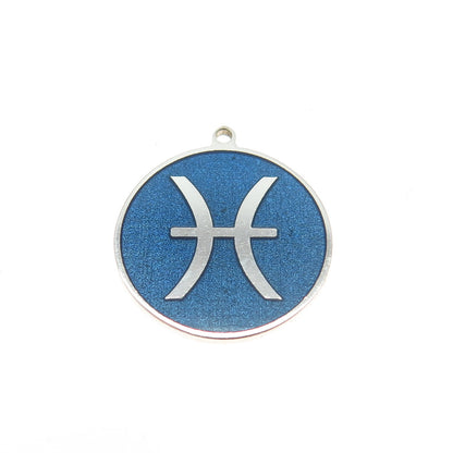 TOKEMOTI 925 Sterling Silver Enamel Pisces Zodiac Sign Minimalist Charm Pendant