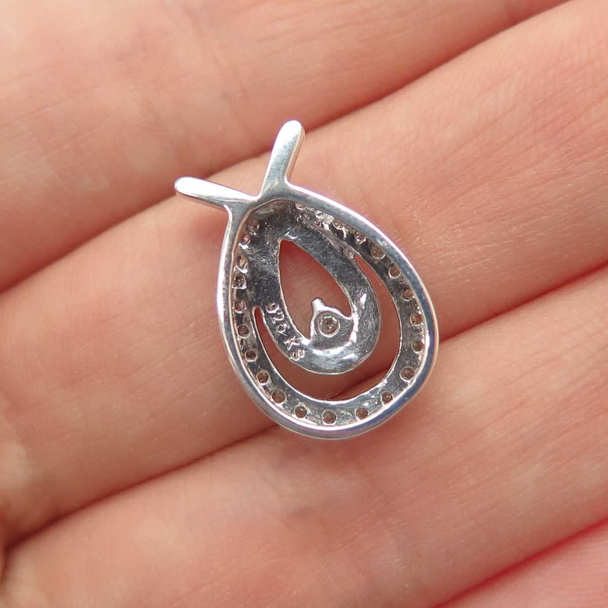KENDRA SCOTT 925 Sterling Silver Real Round-Cut Diamond Mini Slide Pendant