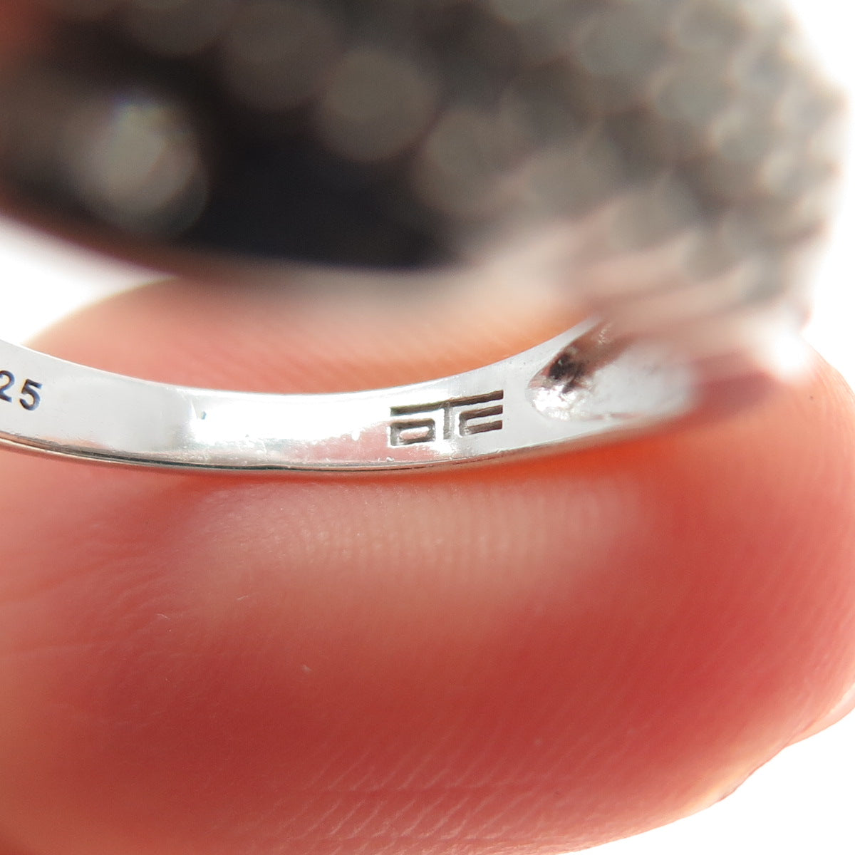 925 Sterling Silver Real Round & Tapered Baguette-Cut Diamond Wavy Ring Size 7