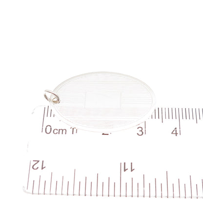 925 Sterling Silver Vintage Engravable Oval Tag Charm Pendant