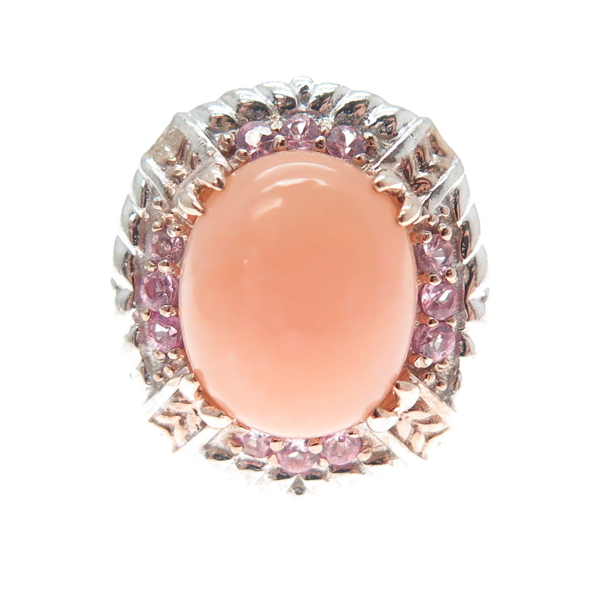 MICHAEL VALITUTTI Gems En Vogue Sterling Peach Jade Pink Sapphire Ring Size 5.25