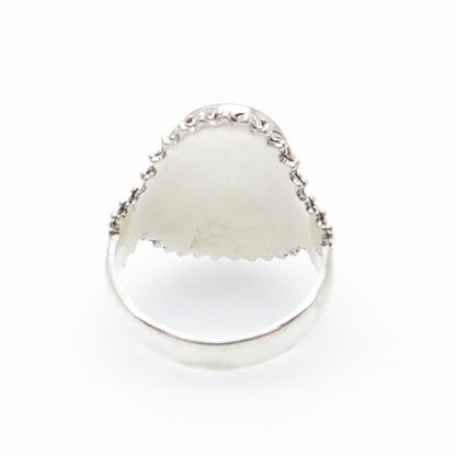 SAMUEL BENHAM Sterling Silver Vintage Real Diamond Inlay Granulated Ring Size 6