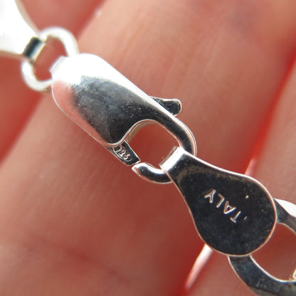 P. LUX 925 Sterling Silver Italy Figaro Link Bracelet 7"