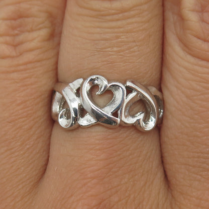 925 Sterling Silver Open Heart Ring Size 7.75