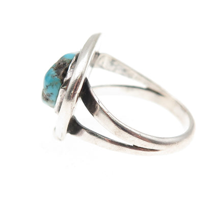 Old Pawn 925 Sterling Silver Vintage Southwestern Turquoise Tribal Ring Size 8.5