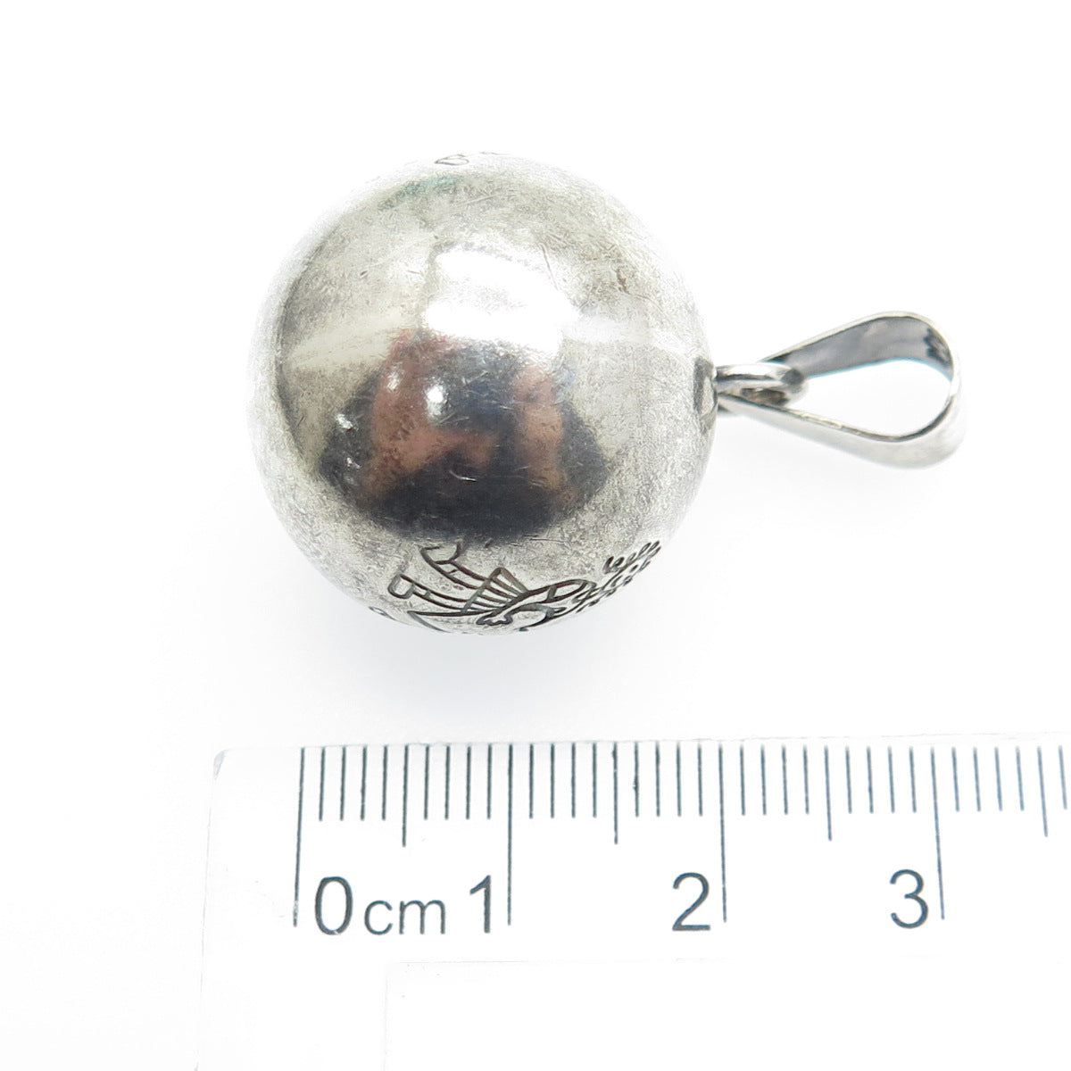 925 Sterling Silver Vintage Mexico Girl & Boy Love Harmony Ball Pendant