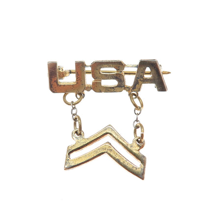 925 Sterling Silver Gold Plated Antique WWII US Army Corporal Pin Brooch